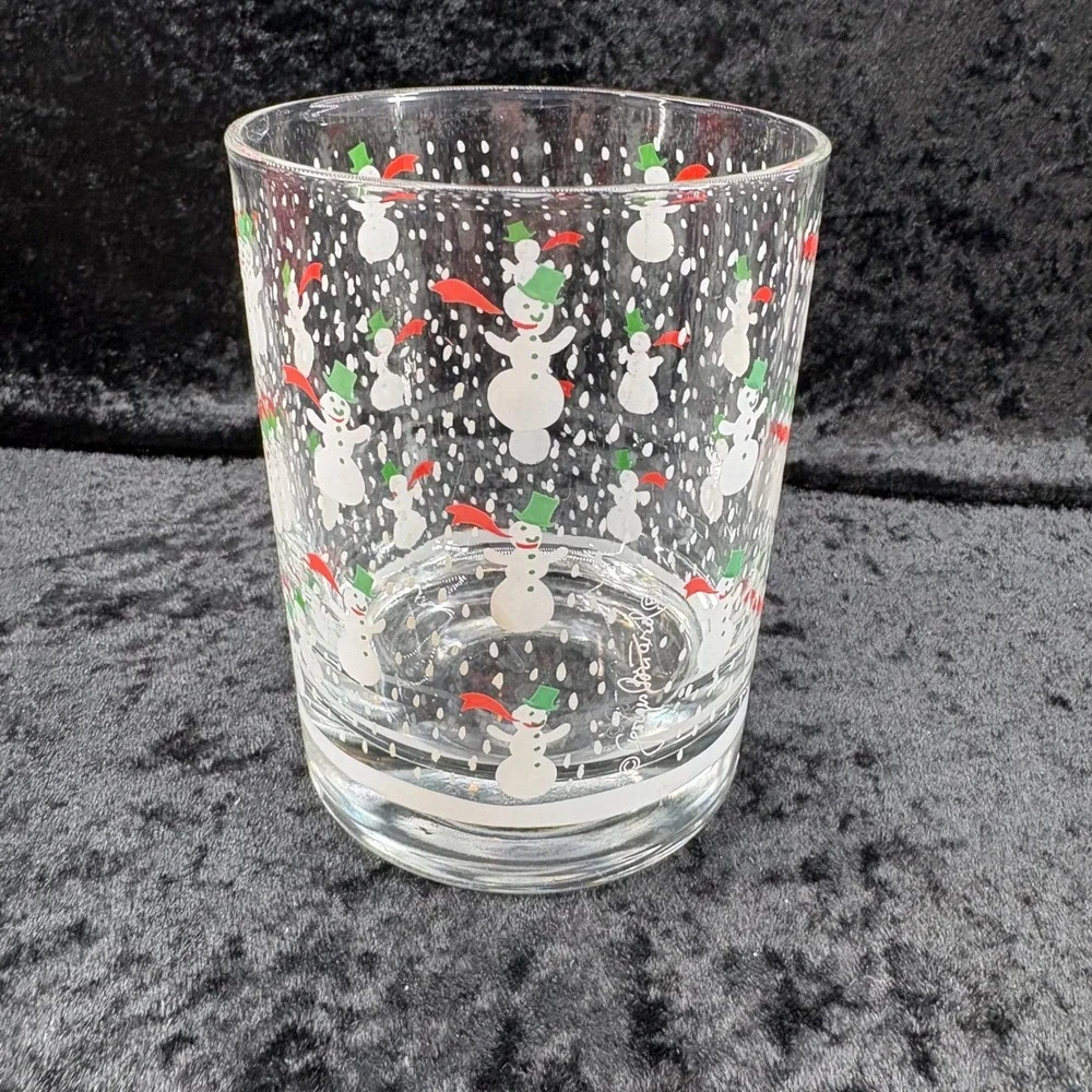 Georges Briard Vintage Snowman Double‎ Old Fashioned Glass and Coaster Set 8pc